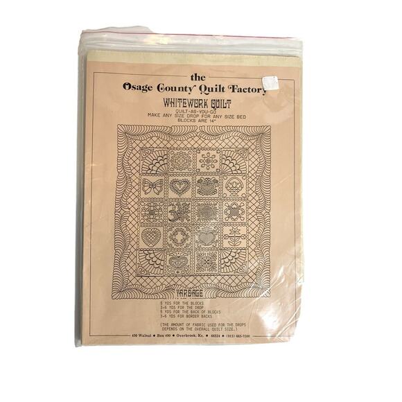 The Osage County Quilt Factory Whitework Pattern 1986 As You Go Robertson - Picture 1 of 4